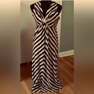 🌸Ruby Rd Chic Striped sleeveless gathered front with shell detail maxi dress 2X